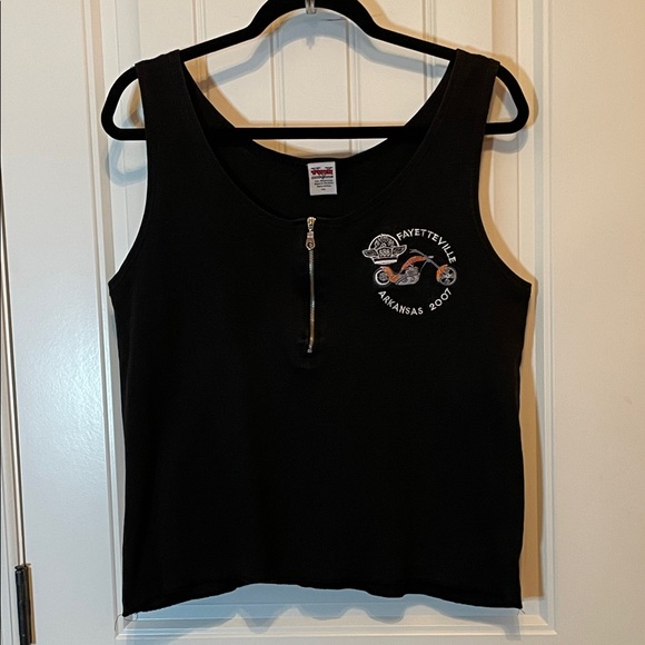 TWIN V Tops - TRIM V XXL Black Sleeveless Top VINTAGE BIKES-BLUES & BARBECUE 2007
